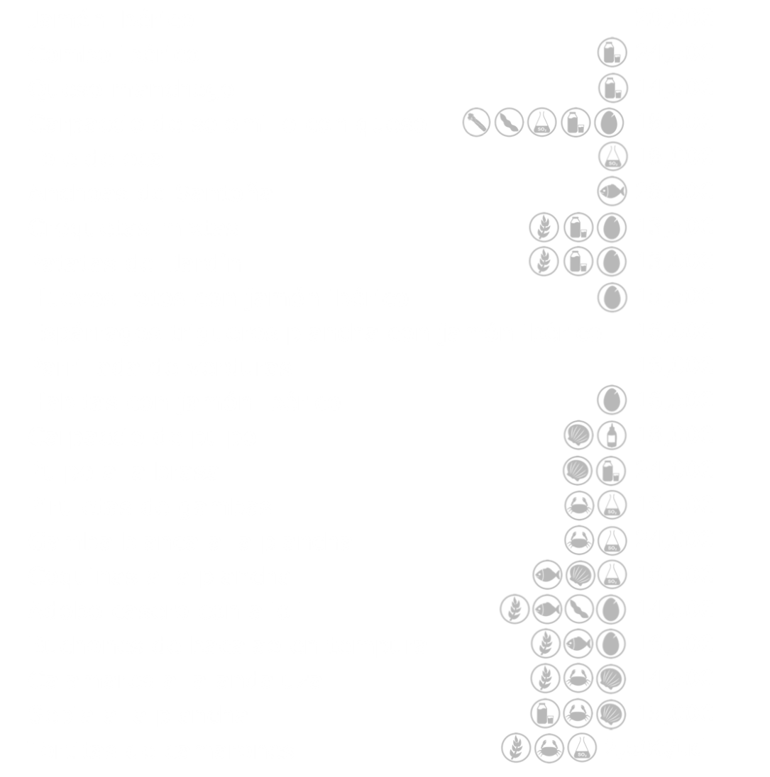 carta restaurante raciones